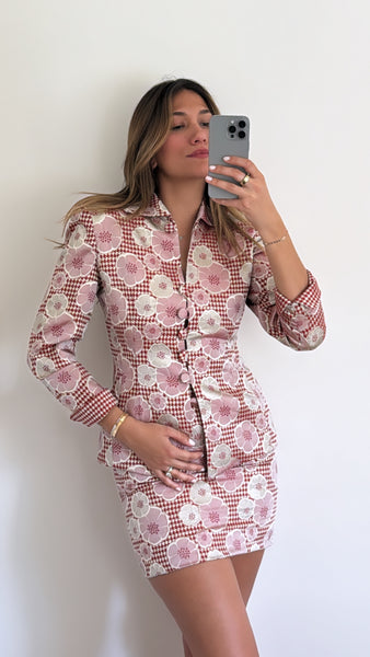 Vintage Christian Dior Floral Jacquard Jacket & Skirt Set