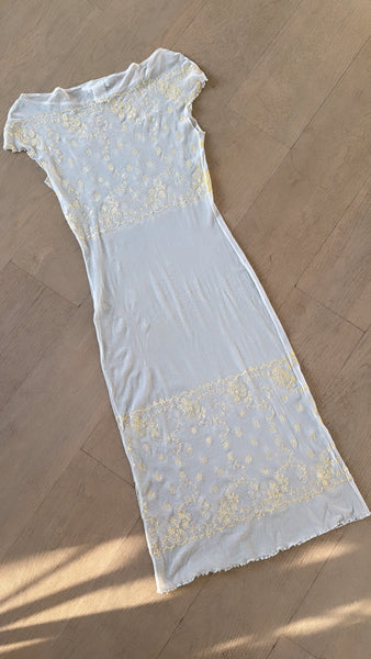 Vintage Blumarine Floral Sequin Mesh Beach Slip