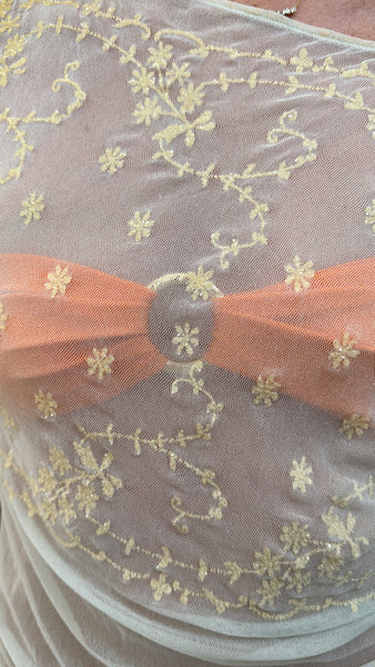 Vintage Blumarine Floral Sequin Mesh Beach Slip