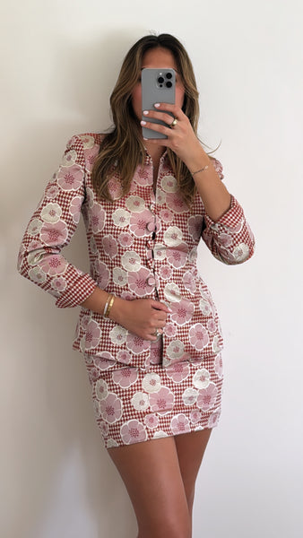 Vintage Christian Dior Floral Jacquard Jacket & Skirt Set