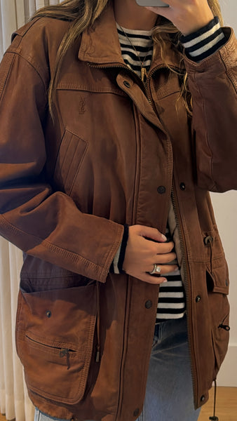 Vintage Yves Saint Laurent Brown Leather Jacket