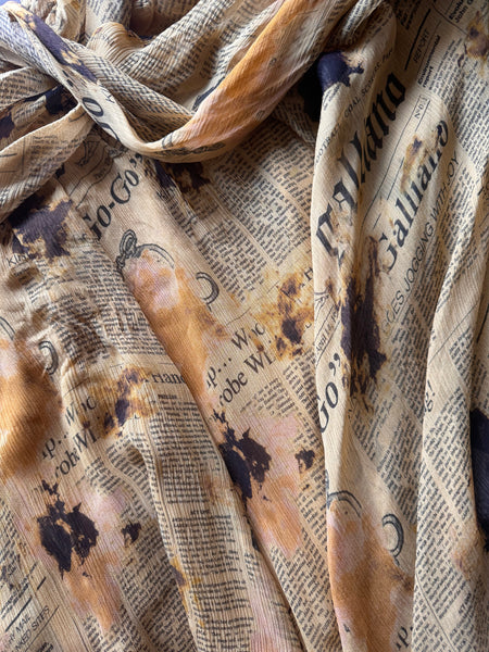 Vintage 2000's John Galliano Newspaper Print Scarf Dress