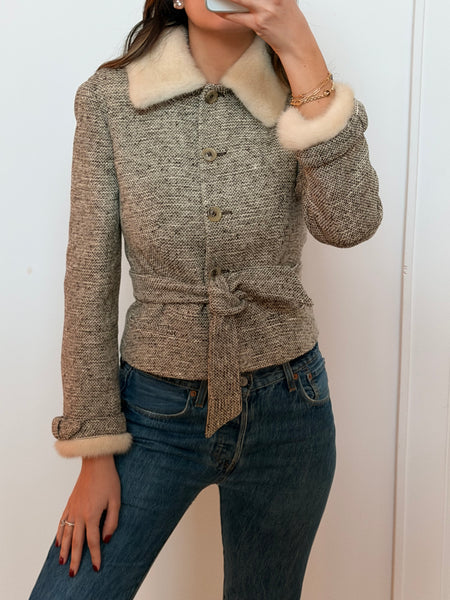 Vintage Valentino Tweed Jacket with Mink Trim
