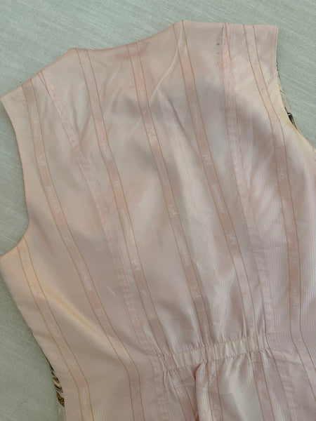 Vintage Hermès Pink Equestrian Print Silk Vest