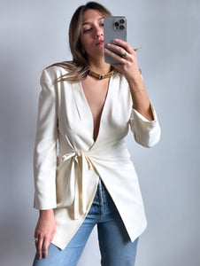 Vintage Christian Dior Ivory Wrap Blazer