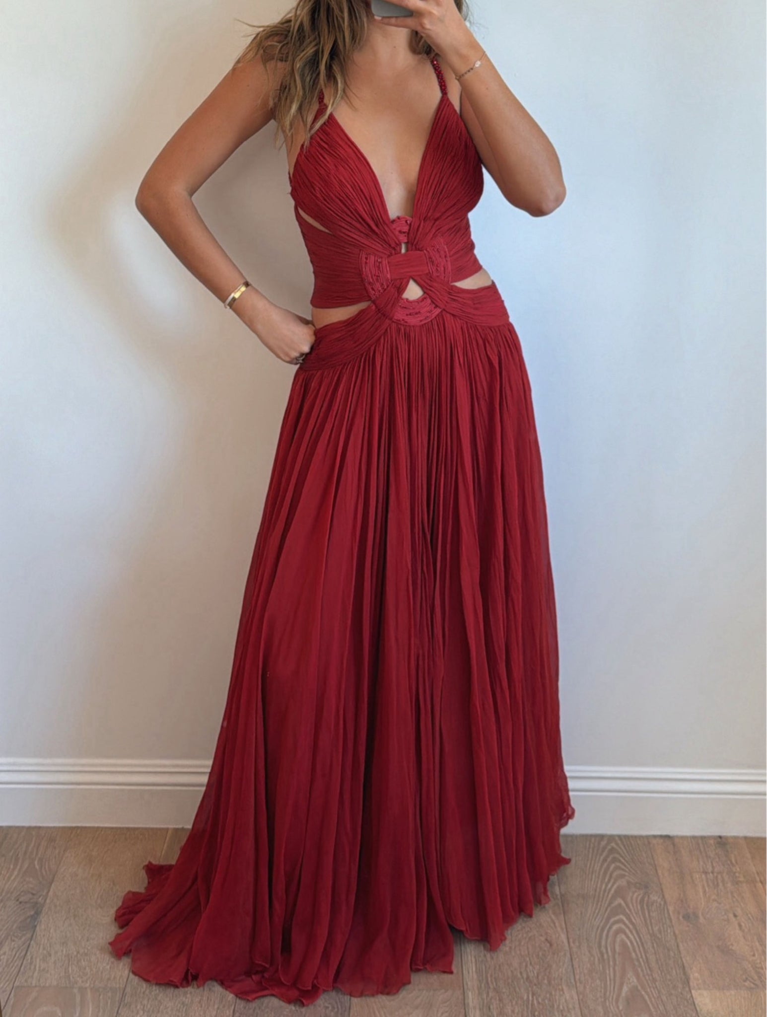 Vintage Roberto Cavalli Red Silk Chiffon Gown NN VINTAGE Vintage Roberto Cavalli Red Silk Chiffon Gown NN VINTAGE