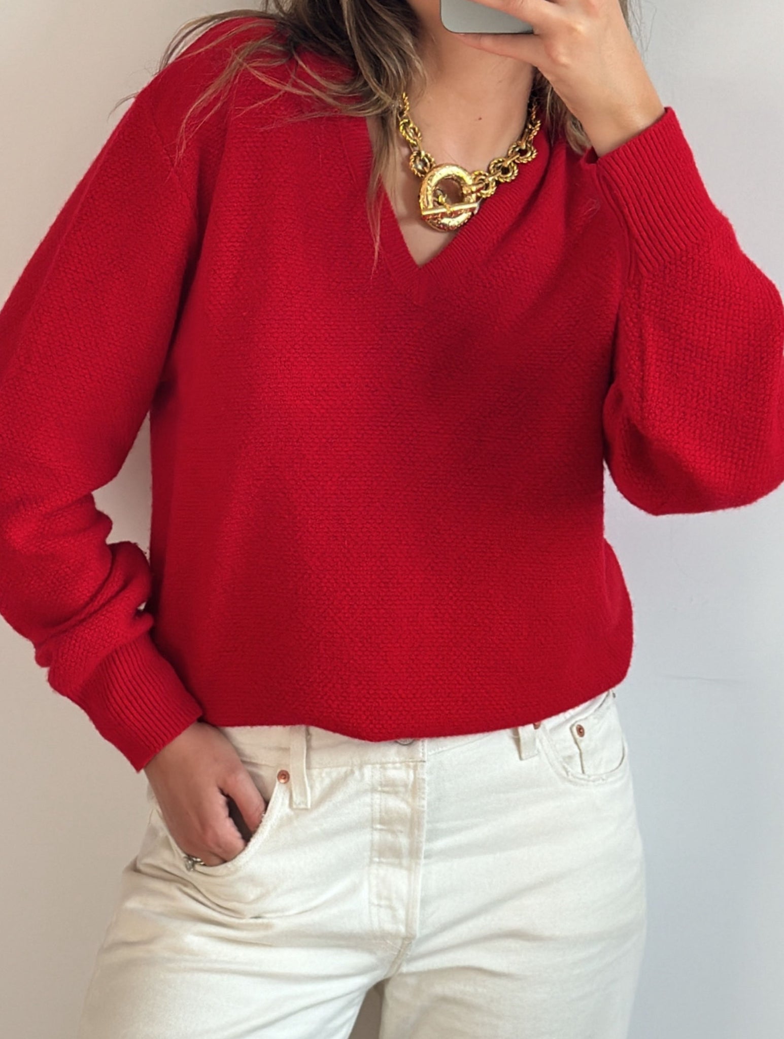 Vintage Christian Dior Red Grandpa Sweater