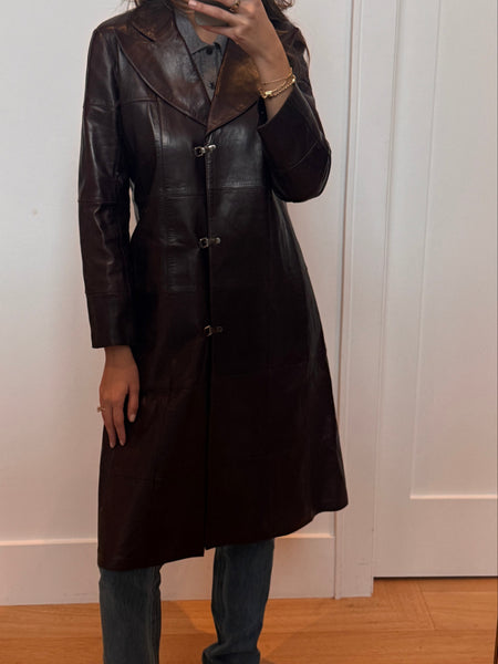 Chanel Fall 2000 Burgundy Leather Coat