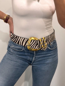 Vintage Zebra Print Pony Hair Belt
