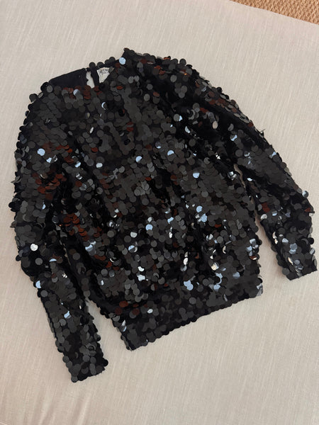 Vintage Black Knit Sequin Sweater