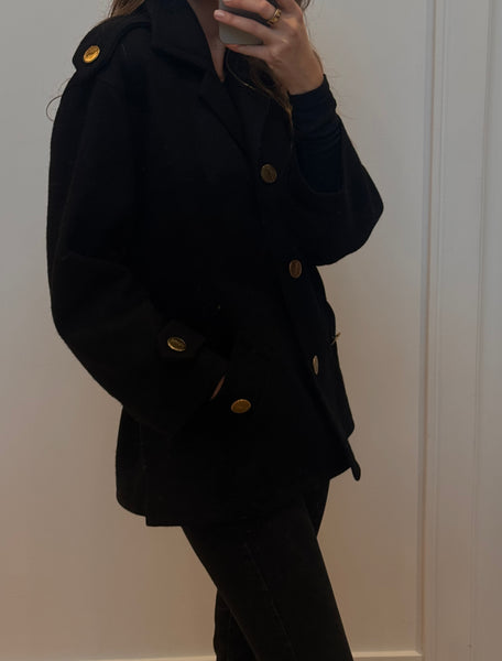 1980s Yves Saint Laurent Wool Coat with YSL Buttons