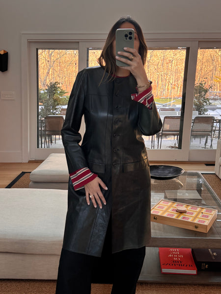 Vintage Chanel Black Leather Coat