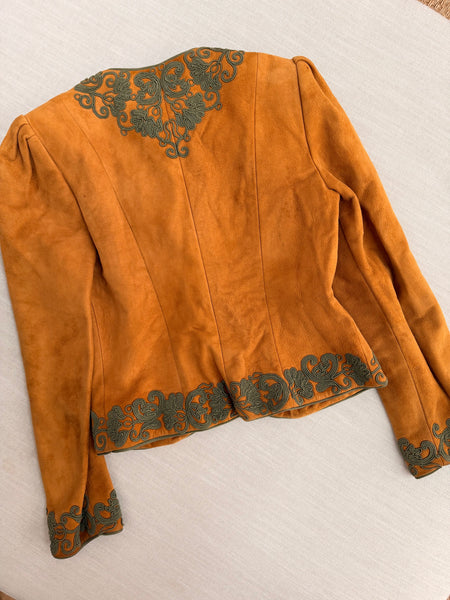 Vintage Oscar de la Renta Embroidered Suede Jacket