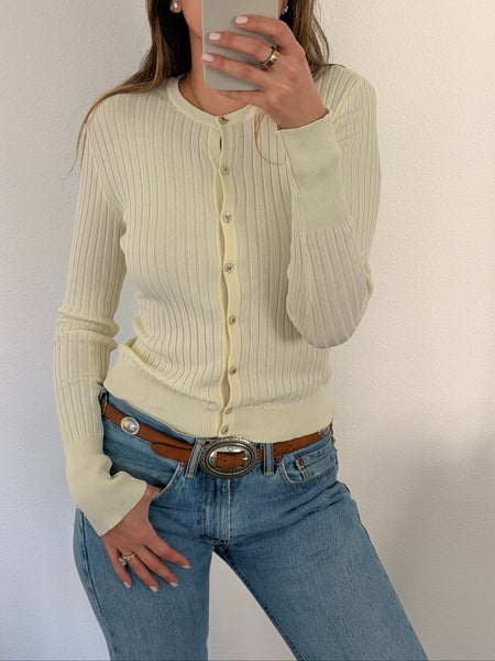 Vintage Chanel Ivory Knit Cardigan
