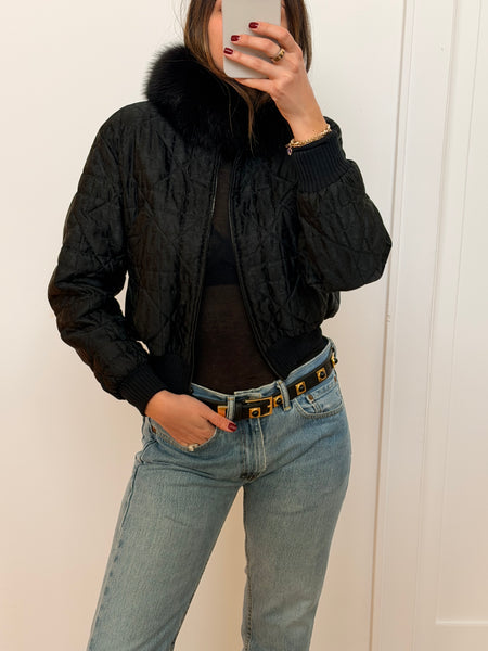 Vintage Christian Dior by Galliano Monogram Fox Fur Puffer Jacket