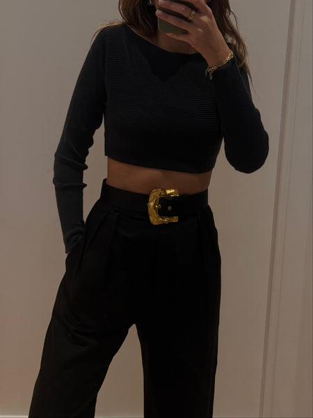 Vintage YSL Black Satin Belt