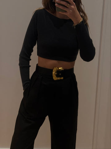 Vintage YSL Black Satin Belt