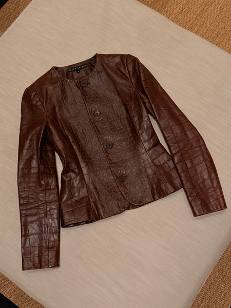 Vintage Ralph Lauren Croc Embossed Leather Jacket