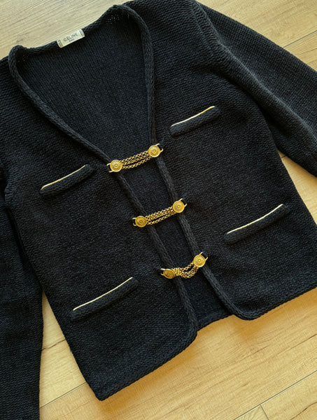 Vintage Celine Cardigan with Gold Chain Closure