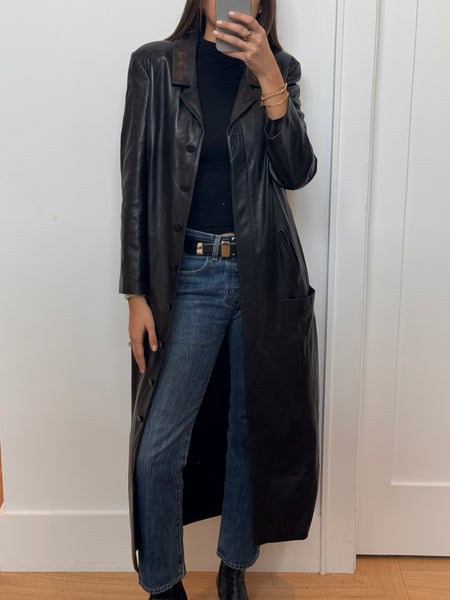 Chanel Fall 1998 Black Maxi Leather Coat