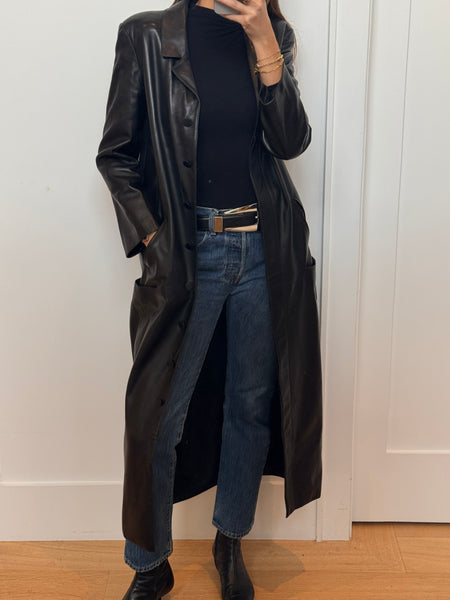 Chanel Fall 1998 Black Maxi Leather Coat