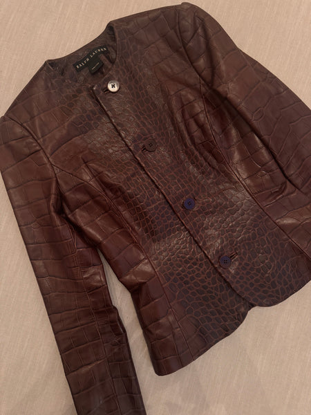 Vintage Ralph Lauren Croc Embossed Leather Jacket
