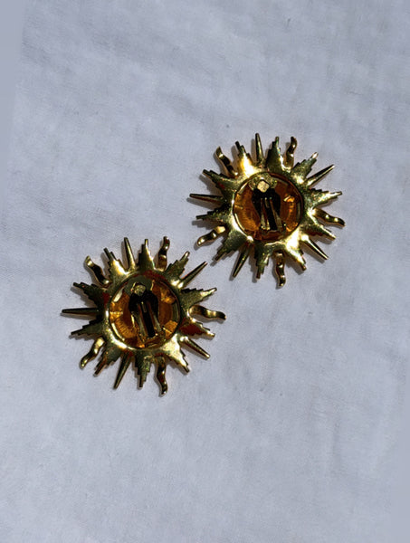 Vintage 1980s Swarovski Rhinestone Sunburst Earrings