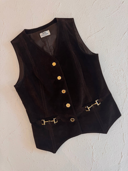 Vintage 1970s Céline Brown Suede Vest