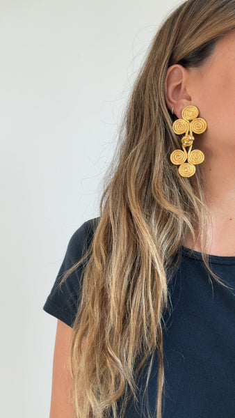 Vintage Gold Swirl Drop Earrings