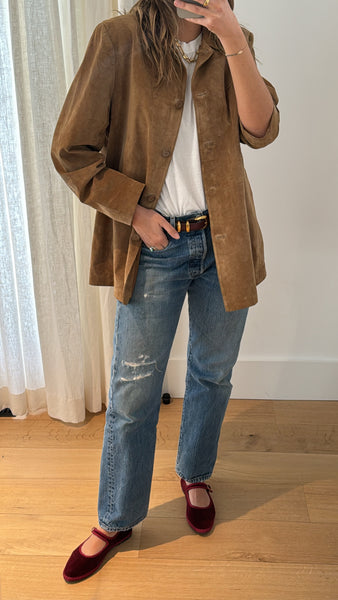 Vintage Tan Suede Leather Jacket