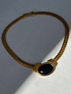 Vintage Black Stone Gold Necklace