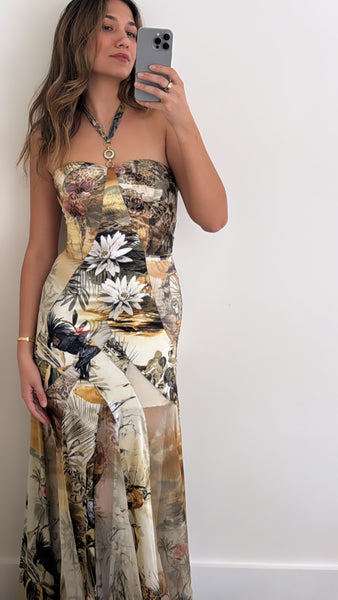 Vintage Roberto Cavalli Class Jungle Print Silk Gown