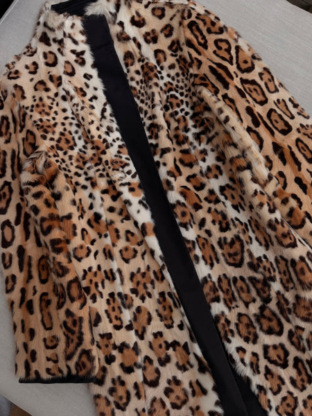Vintage Leopard Print Reversible Real Fur Coat
