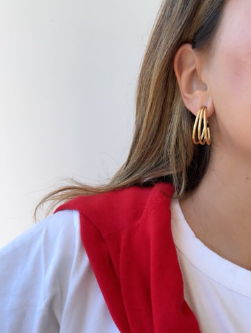 Vintage Gold Triple Hoop Earrings