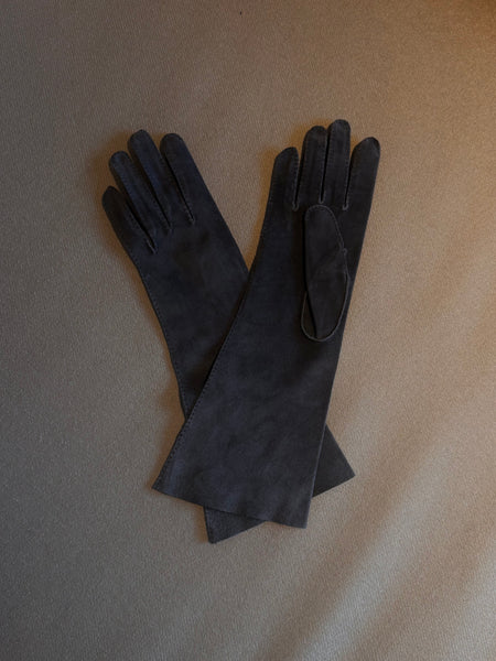 Vintage 1950s Hermès Couture Brown Suede Gloves