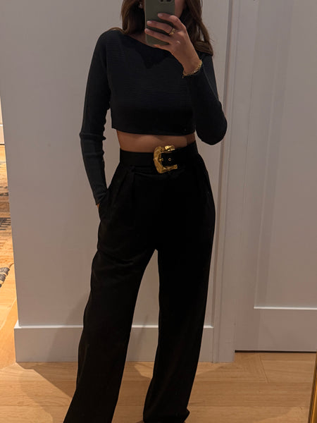 Vintage YSL Black Satin Belt