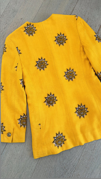 Vintage 1970s Christian Dior Sunburst Yellow Jacket