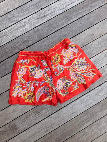Vintage Ralph Lauren Purple Label Embellished Silk Shorts