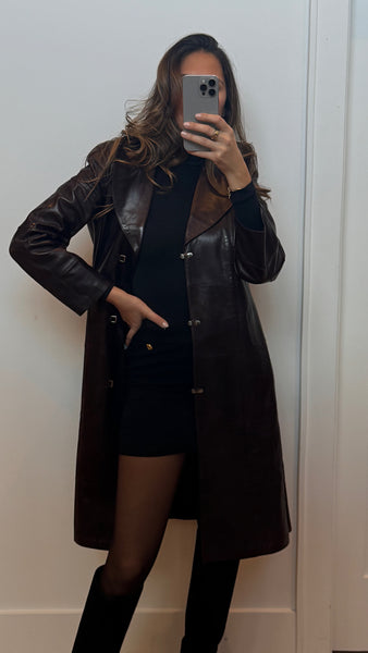 Chanel Fall 2000 Burgundy Leather Coat