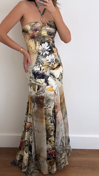 Vintage Roberto Cavalli Class Jungle Print Silk Gown