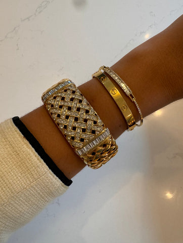 Vintage 80s Swarovski Crystal Cuff Bracelet