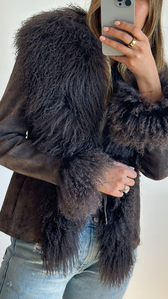 Vintage Brown Mongolian Fur Penny Lane Jacket