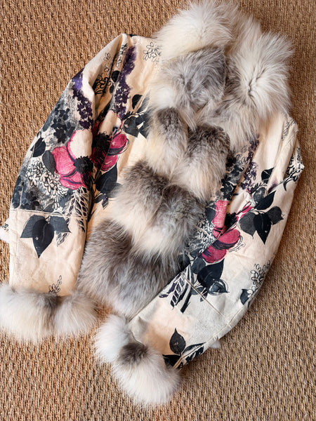 Vintage Roberto Cavalli F/W 2008 Hand-Painted Fox Trim Fur Lined Jacket