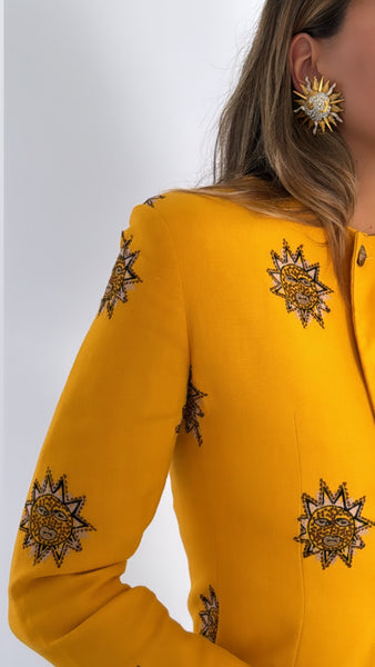 Vintage 1970s Christian Dior Sunburst Yellow Jacket