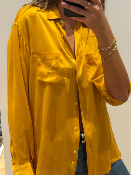 1970s Céline Silk Button Down Shirt