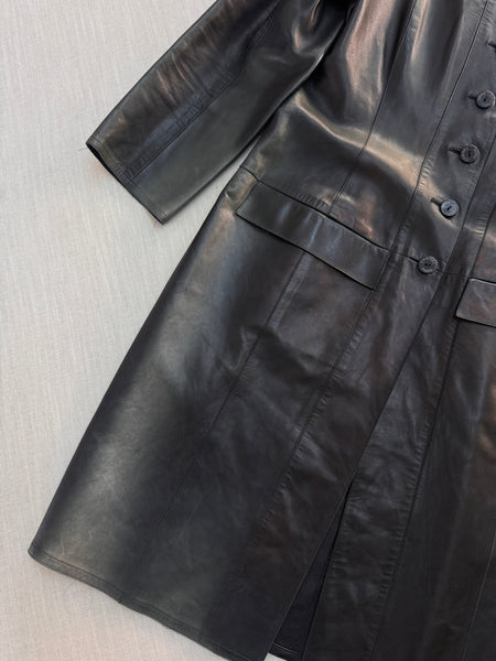 Vintage Chanel Black Leather Coat