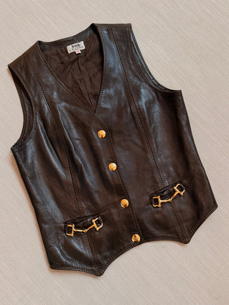 Vintage 1970s Céline Brown Leather Vest