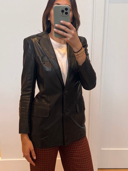 Vintage Christian Dior Black Leather Blazer
