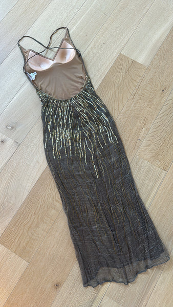 Vintage La Perla Sheer Gold Embellished Dress