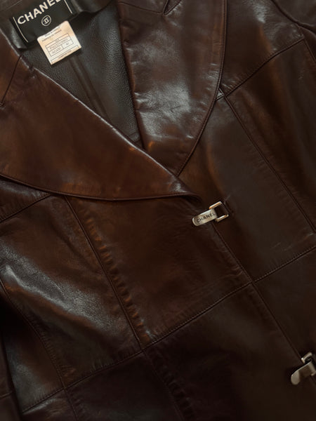 Chanel Fall 2000 Burgundy Leather Coat